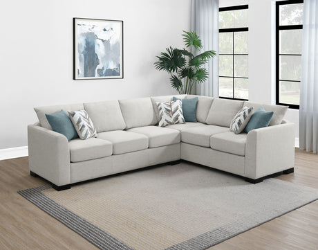 Ashford Sleeper Sectional Sofa - Greige Chenille with Pull-Out Memory Foam Bed & 6 Accent Pillows – view 4