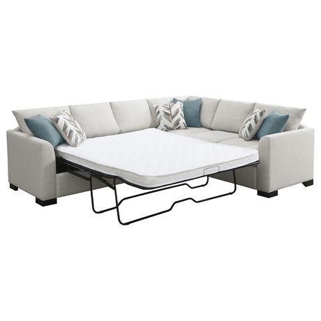 Ashford Sleeper Sectional Sofa - Greige Chenille with Pull-Out Memory Foam Bed & 6 Accent Pillows – view 5