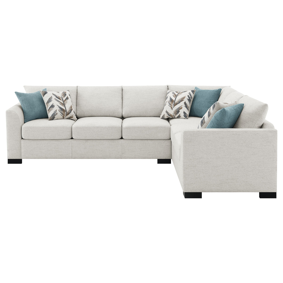 Ashford Sleeper Sectional Sofa - Greige Chenille with Pull-Out Memory Foam Bed & 6 Accent Pillows – view 6