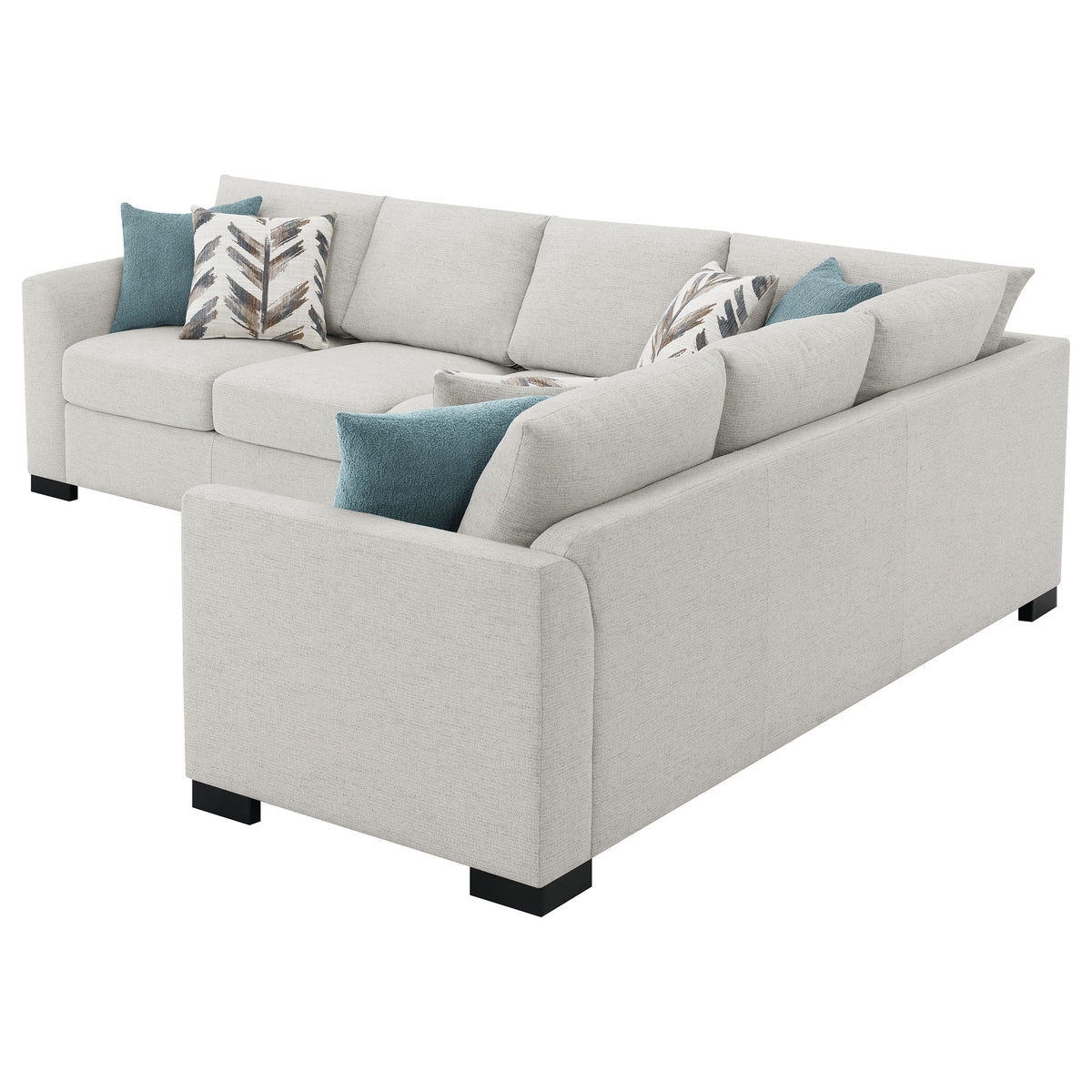 Ashford Sleeper Sectional Sofa - Greige Chenille with Pull-Out Memory Foam Bed & 6 Accent Pillows – view 7