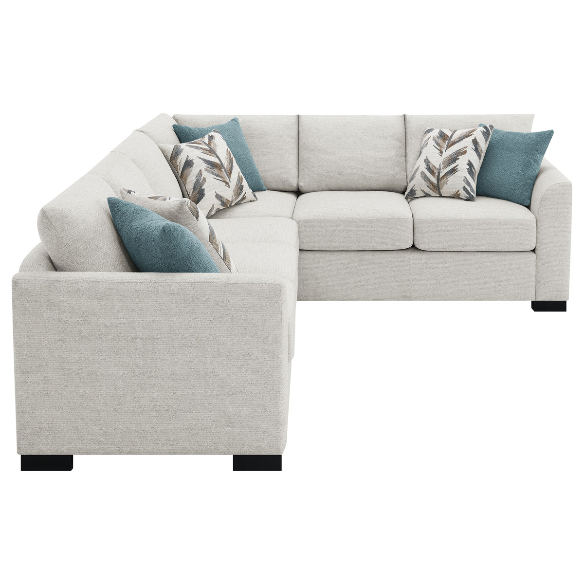 Ashford Sleeper Sectional Sofa - Greige Chenille with Pull-Out Memory Foam Bed & 6 Accent Pillows – view 13