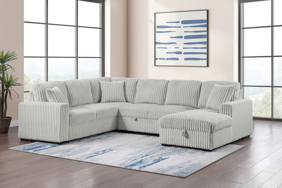 Devonshire Sleeper Sectional Sofa with Storage Chaise & Pop-Up Bed - Grey Corduroy – view 1