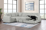 Devonshire Sleeper Sectional Sofa with Storage Chaise & Pop-Up Bed - Grey Corduroy – view 5