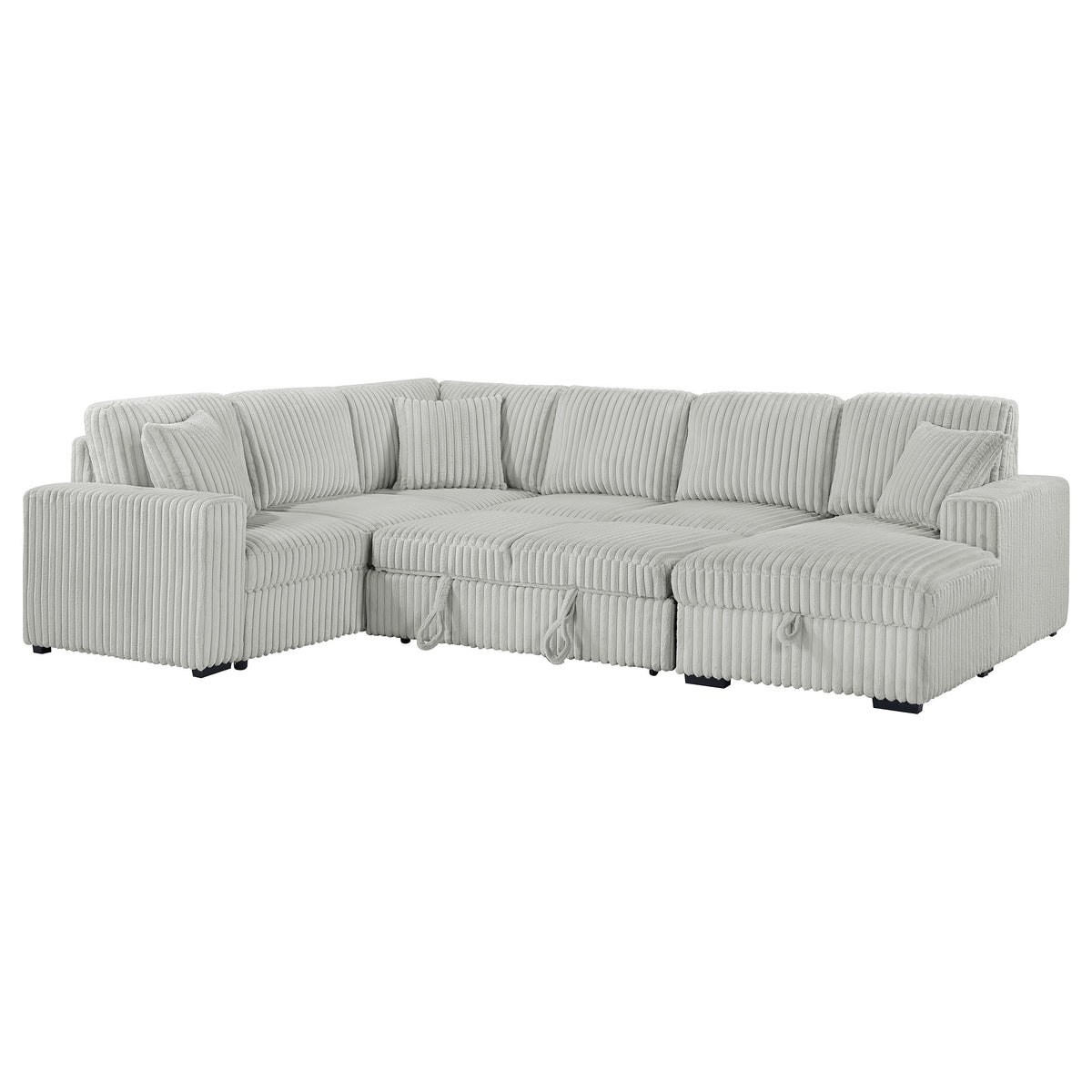 Devonshire Sleeper Sectional Sofa with Storage Chaise & Pop-Up Bed - Grey Corduroy – view 7
