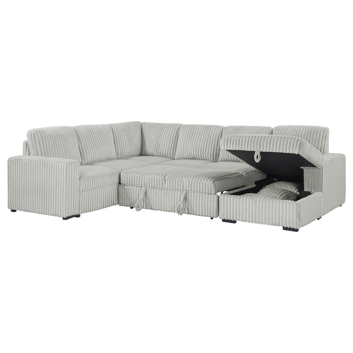 Devonshire Sleeper Sectional Sofa with Storage Chaise & Pop-Up Bed - Grey Corduroy – view 8