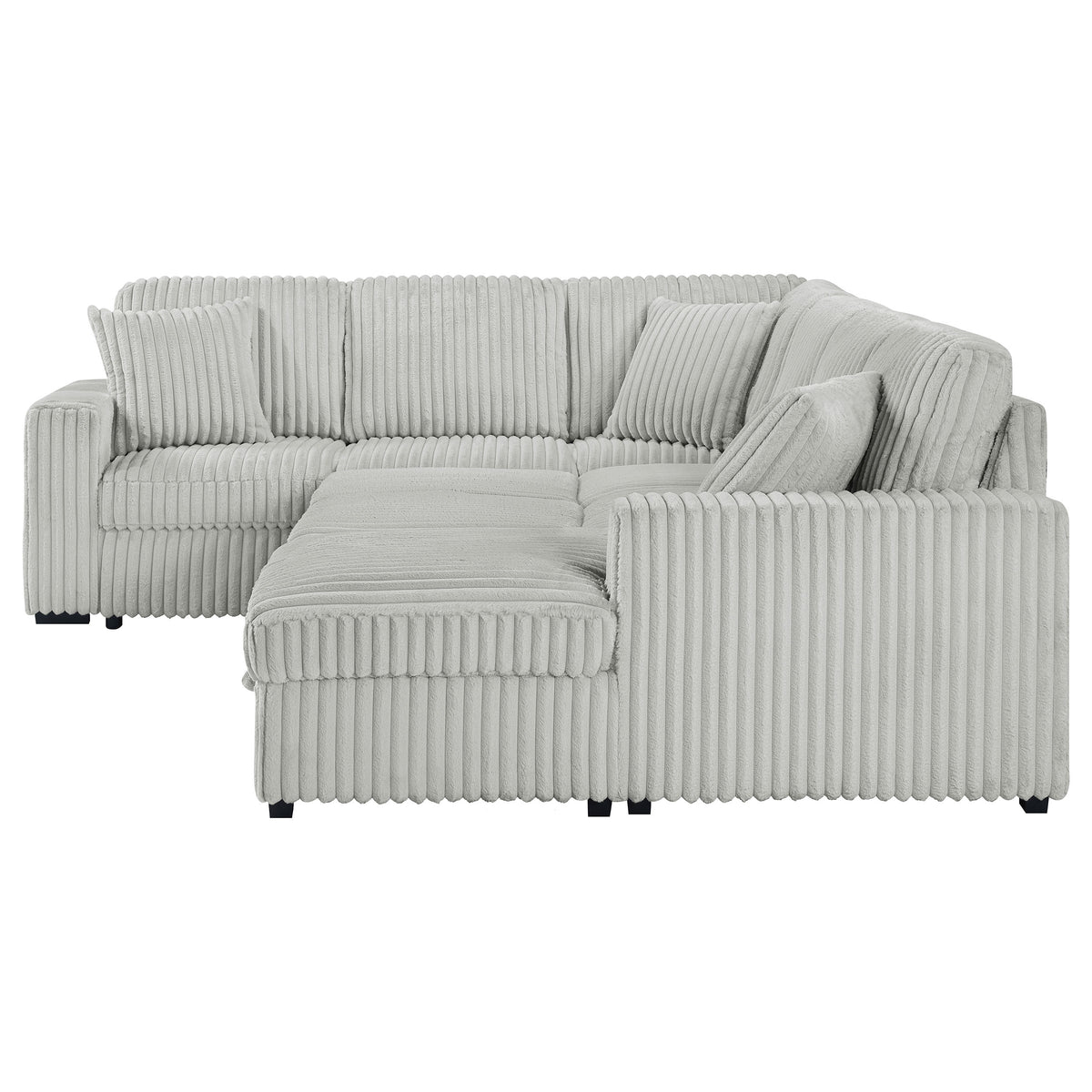 Devonshire Sleeper Sectional Sofa with Storage Chaise & Pop-Up Bed - Grey Corduroy – view 13