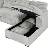 Devonshire Sleeper Sectional Sofa with Storage Chaise & Pop-Up Bed - Grey Corduroy – view 16