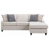 Mcloughlin Sloped Arm Sectional with Reversible Chaise - Platinum Chenille, Espresso Tapered Feet – view 3