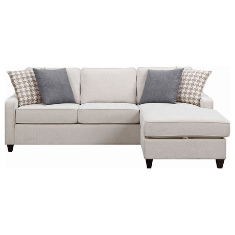 Mcloughlin Sloped Arm Sectional with Reversible Chaise - Platinum Chenille, Espresso Tapered Feet – view 3