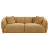 Aleisha Channel-Back Chenille Sofa, Loveseat & Chair - Rounded Shelter Arms in Mustard Yellow – view 6