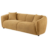 Aleisha Channel-Back Chenille Sofa, Loveseat & Chair - Rounded Shelter Arms in Mustard Yellow – view 7