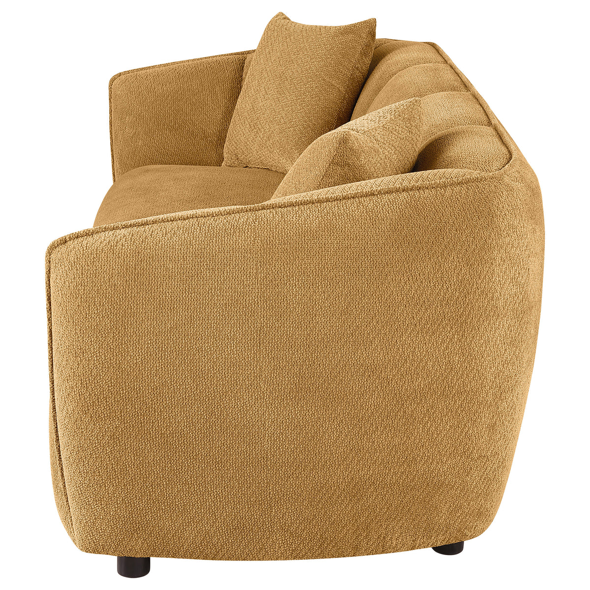 Aleisha Channel-Back Chenille Sofa, Loveseat & Chair - Rounded Shelter Arms in Mustard Yellow – view 8