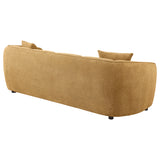 Aleisha Channel-Back Chenille Sofa, Loveseat & Chair - Rounded Shelter Arms in Mustard Yellow – view 10