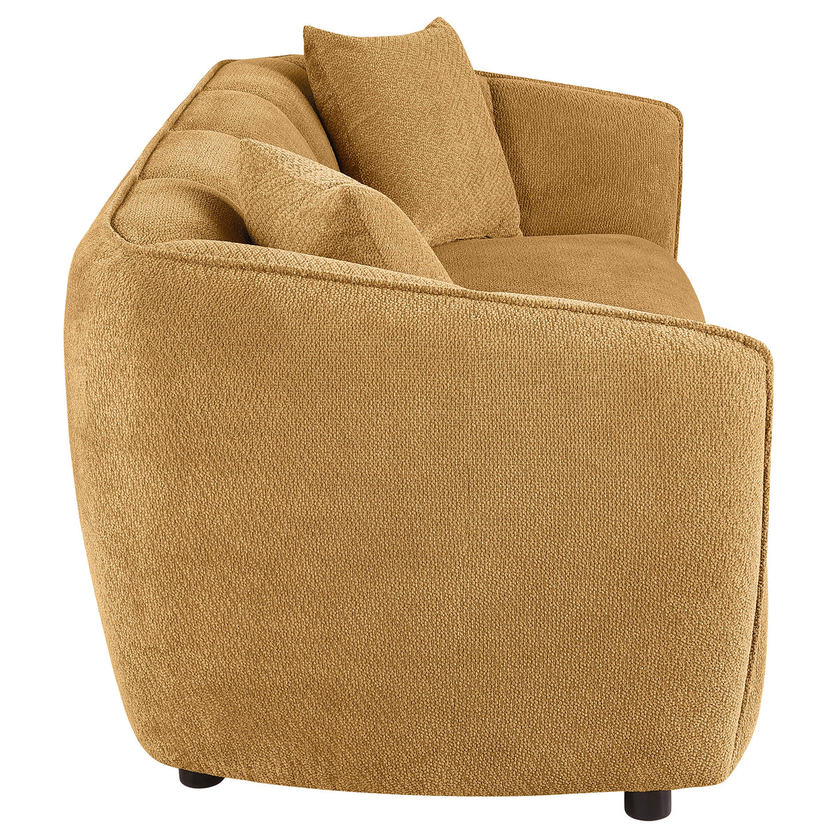 Aleisha Channel-Back Chenille Sofa, Loveseat & Chair - Rounded Shelter Arms in Mustard Yellow – view 11