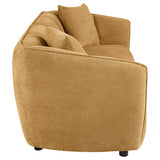 Aleisha Channel-Back Chenille Sofa, Loveseat & Chair - Rounded Shelter Arms in Mustard Yellow – view 11