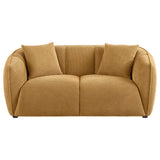 Aleisha Channel-Back Chenille Sofa, Loveseat & Chair - Rounded Shelter Arms in Mustard Yellow – view 15