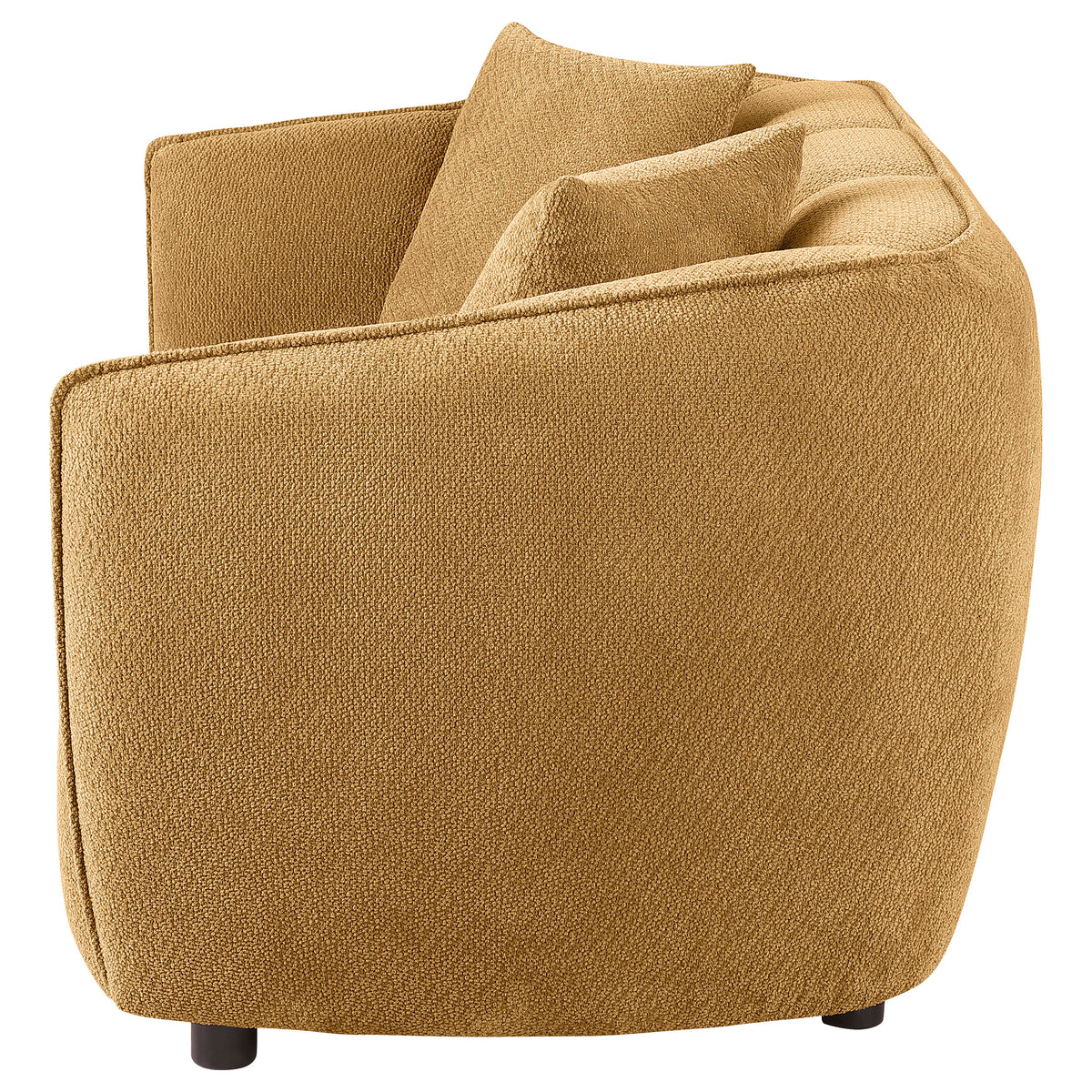 Aleisha Channel-Back Chenille Sofa, Loveseat & Chair - Rounded Shelter Arms in Mustard Yellow – view 17