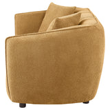 Aleisha Channel-Back Chenille Sofa, Loveseat & Chair - Rounded Shelter Arms in Mustard Yellow – view 17
