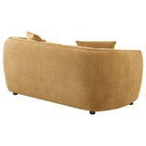Aleisha Channel-Back Chenille Sofa, Loveseat & Chair - Rounded Shelter Arms in Mustard Yellow – view 19