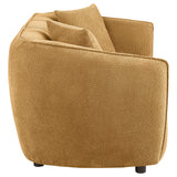 Aleisha Channel-Back Chenille Sofa, Loveseat & Chair - Rounded Shelter Arms in Mustard Yellow – view 20