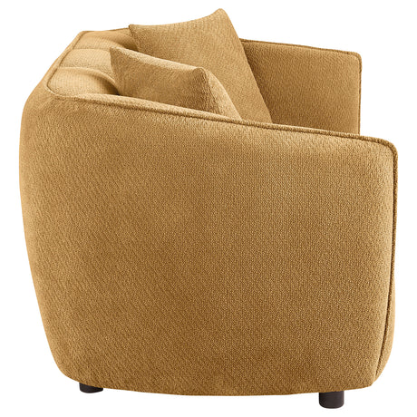 Aleisha Channel-Back Chenille Sofa, Loveseat & Chair - Rounded Shelter Arms in Mustard Yellow – view 20