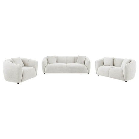 Aleisha Channel-Back Chenille Sofa, Loveseat & Accent Chair - 3pcs- Sofa + Loveseat + Accent Chair