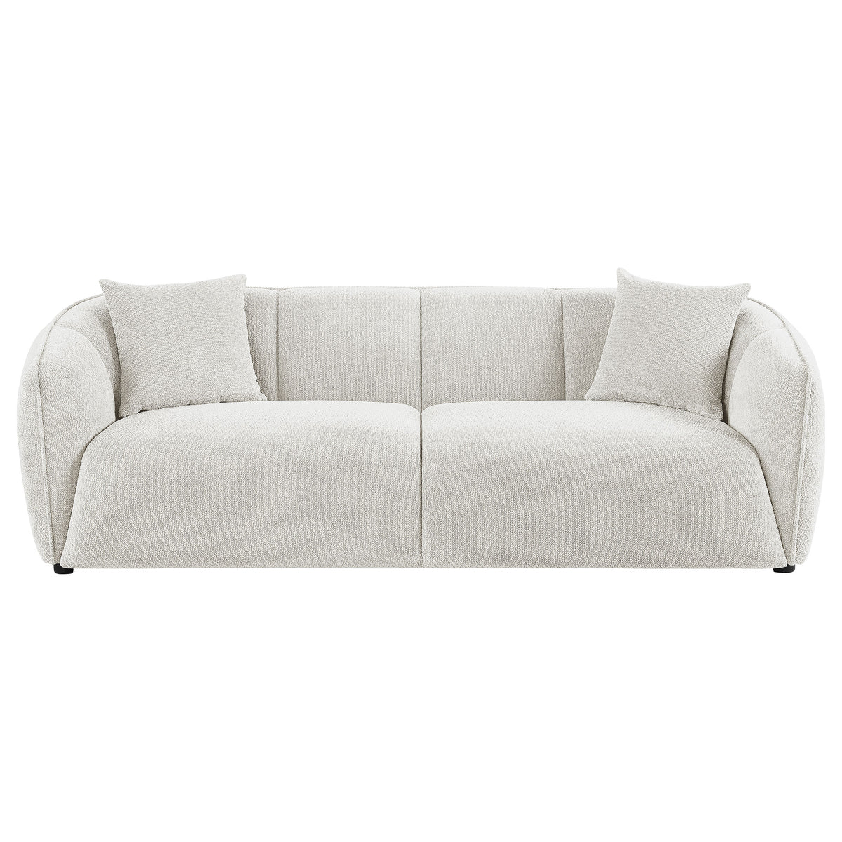 Aleisha Channel-Back Chenille Sofa, Loveseat & Accent Chair - Rounded Shelter Arms in Ivory, Living Room Sets – view 6