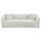Aleisha Channel-Back Chenille Sofa, Loveseat & Accent Chair - Rounded Shelter Arms in Ivory, Living Room Sets – view 6