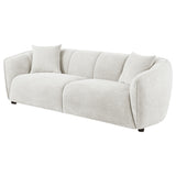 Aleisha Channel-Back Chenille Sofa, Loveseat & Accent Chair - Rounded Shelter Arms in Ivory, Living Room Sets – view 7