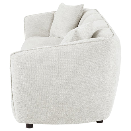 Aleisha Channel-Back Chenille Sofa, Loveseat & Accent Chair - Rounded Shelter Arms in Ivory, Living Room Sets – view 8