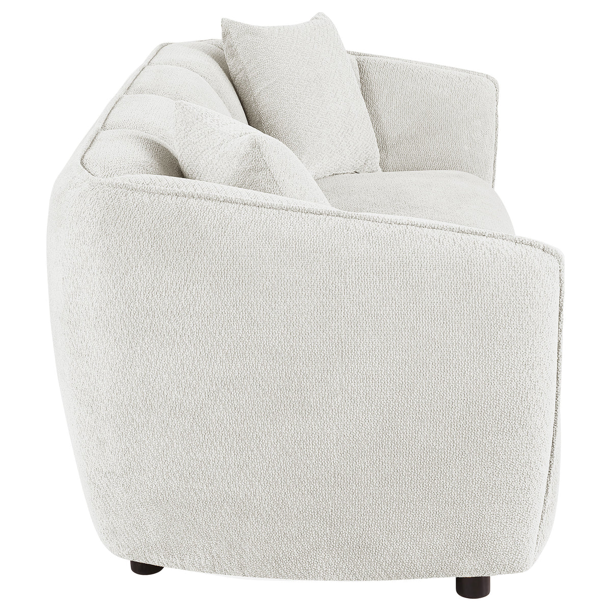Aleisha Channel-Back Chenille Sofa, Loveseat & Accent Chair - Rounded Shelter Arms in Ivory, Living Room Sets – view 11