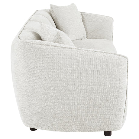 Aleisha Channel-Back Chenille Sofa, Loveseat & Accent Chair - Rounded Shelter Arms in Ivory, Living Room Sets – view 11