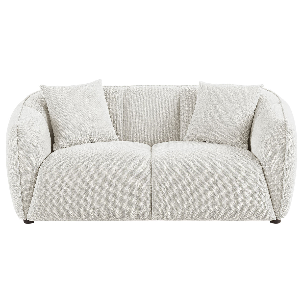 Aleisha Channel-Back Chenille Sofa, Loveseat & Accent Chair - Rounded Shelter Arms in Ivory, Living Room Sets – view 14