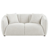 Aleisha Channel-Back Chenille Sofa, Loveseat & Accent Chair - Rounded Shelter Arms in Ivory, Living Room Sets – view 14