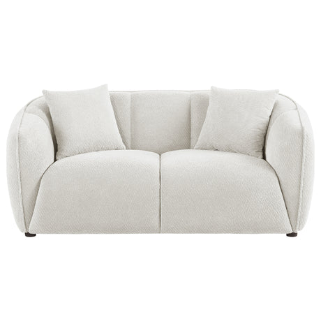 Aleisha Channel-Back Chenille Sofa, Loveseat & Accent Chair - Rounded Shelter Arms in Ivory, Living Room Sets – view 14