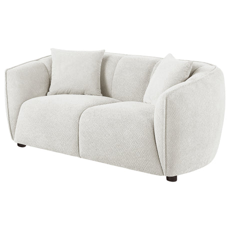 Aleisha Channel-Back Chenille Sofa, Loveseat & Accent Chair - Rounded Shelter Arms in Ivory, Living Room Sets – view 15