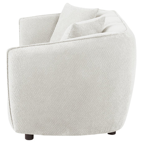 Aleisha Channel-Back Chenille Sofa, Loveseat & Accent Chair - Rounded Shelter Arms in Ivory, Living Room Sets – view 16