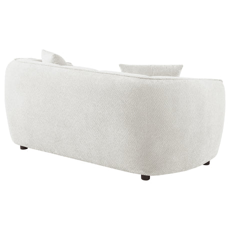 Aleisha Channel-Back Chenille Sofa, Loveseat & Accent Chair - Rounded Shelter Arms in Ivory, Living Room Sets – view 18