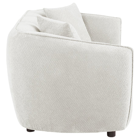 Aleisha Channel-Back Chenille Sofa, Loveseat & Accent Chair - Rounded Shelter Arms in Ivory, Living Room Sets – view 19