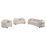 Whitney Channel Tufted Boucle Sofa, Loveseat & Accent Chair - 3pcs- Sofa + Loveseat + Accent Chair