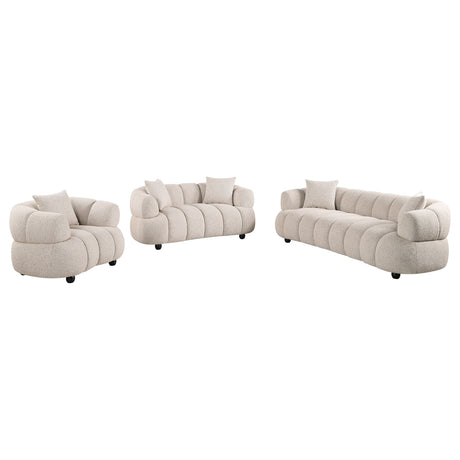Whitney Channel Tufted Boucle Sofa, Loveseat & Accent Chair - 3pcs- Sofa + Loveseat + Accent Chair