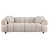 Whitney Channel Tufted Boucle Sofa, Loveseat & Accent Chair - Rounded Arms in Pebble, Contemporary Living Room Sets – view 6