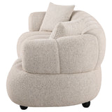 Whitney Channel Tufted Boucle Sofa, Loveseat & Accent Chair - Rounded Arms in Pebble, Contemporary Living Room Sets – view 8
