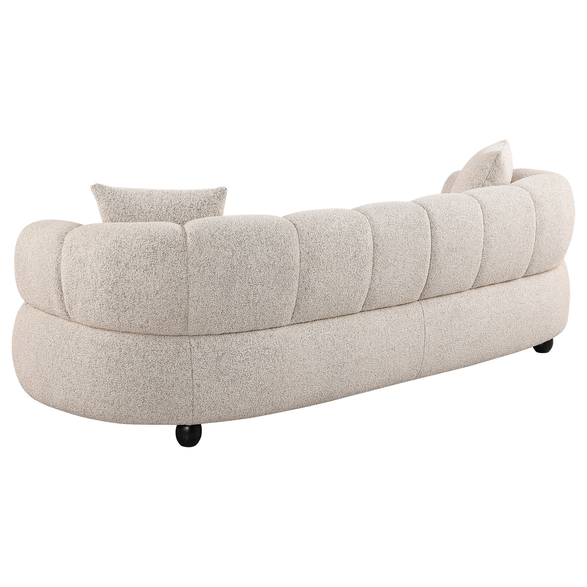 Whitney Channel Tufted Boucle Sofa, Loveseat & Accent Chair - Rounded Arms in Pebble, Contemporary Living Room Sets – view 9