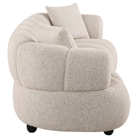 Whitney Channel Tufted Boucle Sofa, Loveseat & Accent Chair - Rounded Arms in Pebble, Contemporary Living Room Sets – view 11