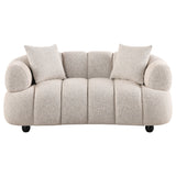 Whitney Channel Tufted Boucle Sofa, Loveseat & Accent Chair - Rounded Arms in Pebble, Contemporary Living Room Sets – view 15