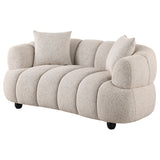 Whitney Channel Tufted Boucle Sofa, Loveseat & Accent Chair - Rounded Arms in Pebble, Contemporary Living Room Sets – view 16