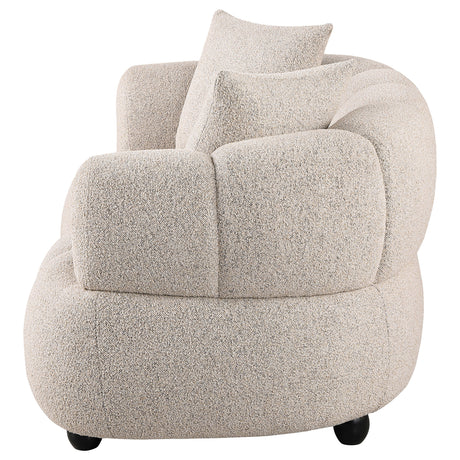 Whitney Channel Tufted Boucle Sofa, Loveseat & Accent Chair - Rounded Arms in Pebble, Contemporary Living Room Sets – view 17