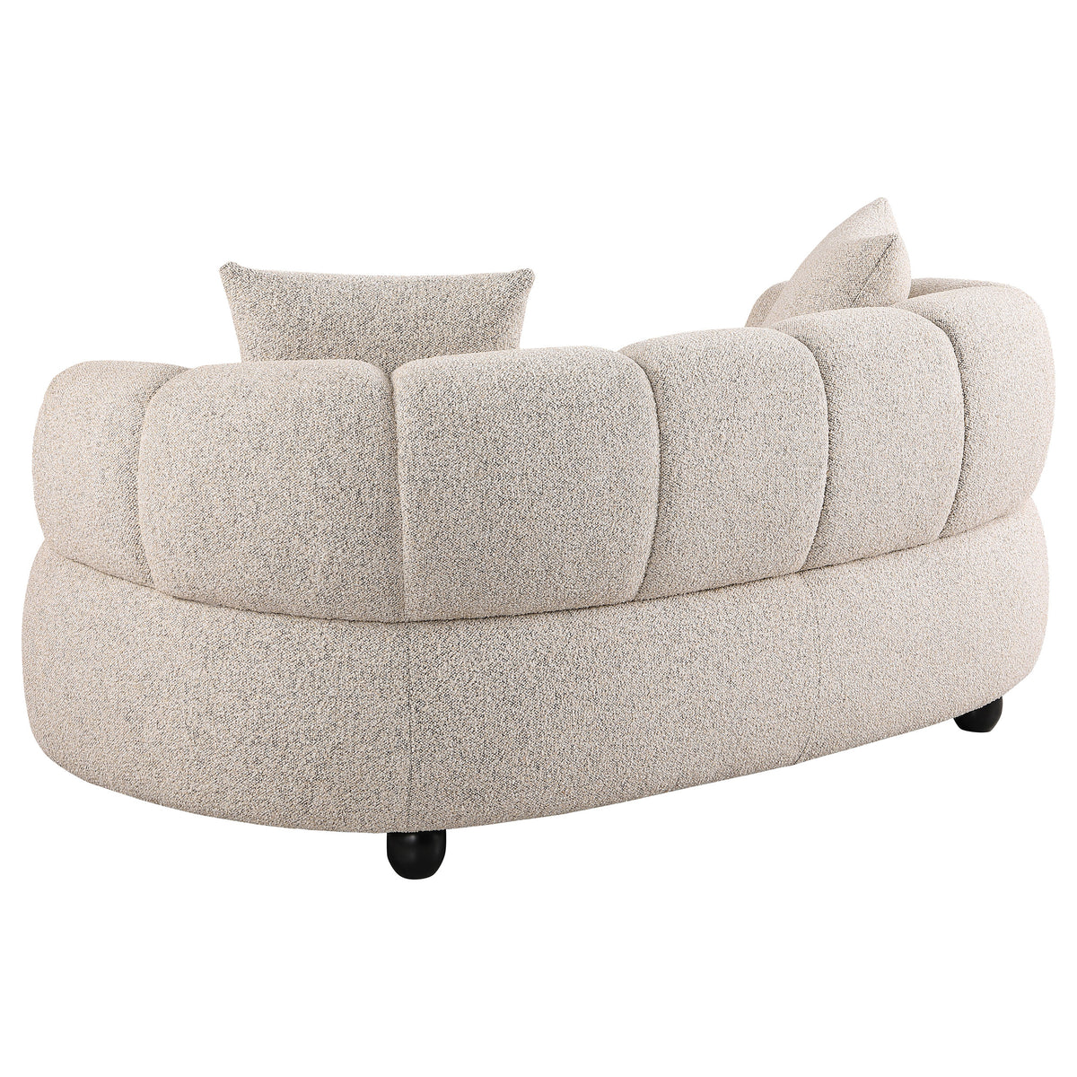 Whitney Channel Tufted Boucle Sofa, Loveseat & Accent Chair - Rounded Arms in Pebble, Contemporary Living Room Sets – view 18