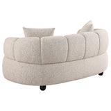 Whitney Channel Tufted Boucle Sofa, Loveseat & Accent Chair - Rounded Arms in Pebble, Contemporary Living Room Sets – view 18